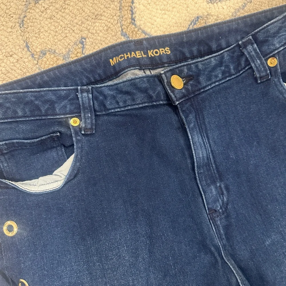 Michael Kors Dark Blue Skinny Jeans with Eyelet Accents